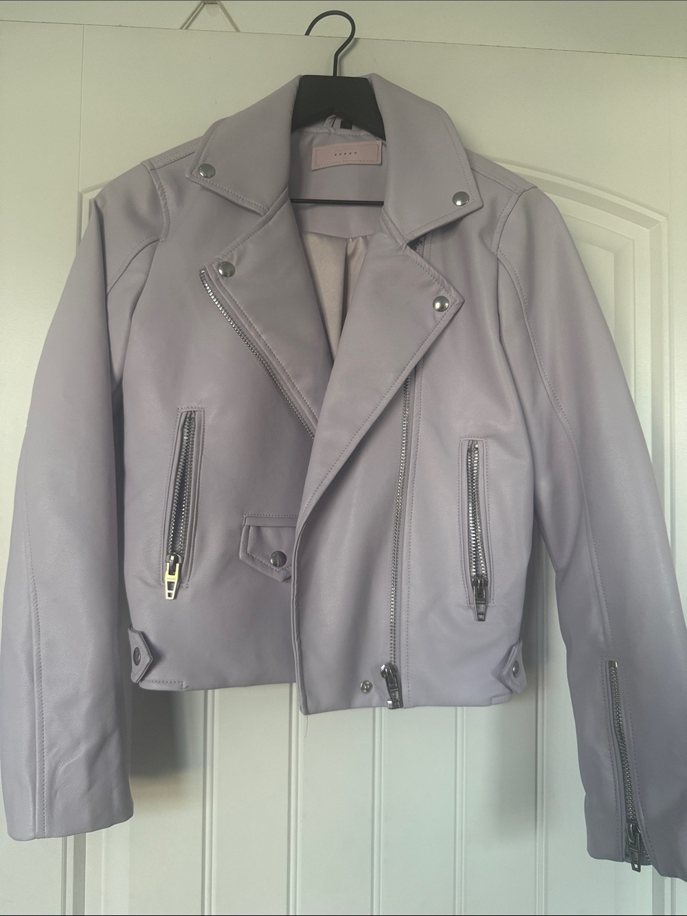 Blank NYC Lavender Faux Leather Moto Jacket